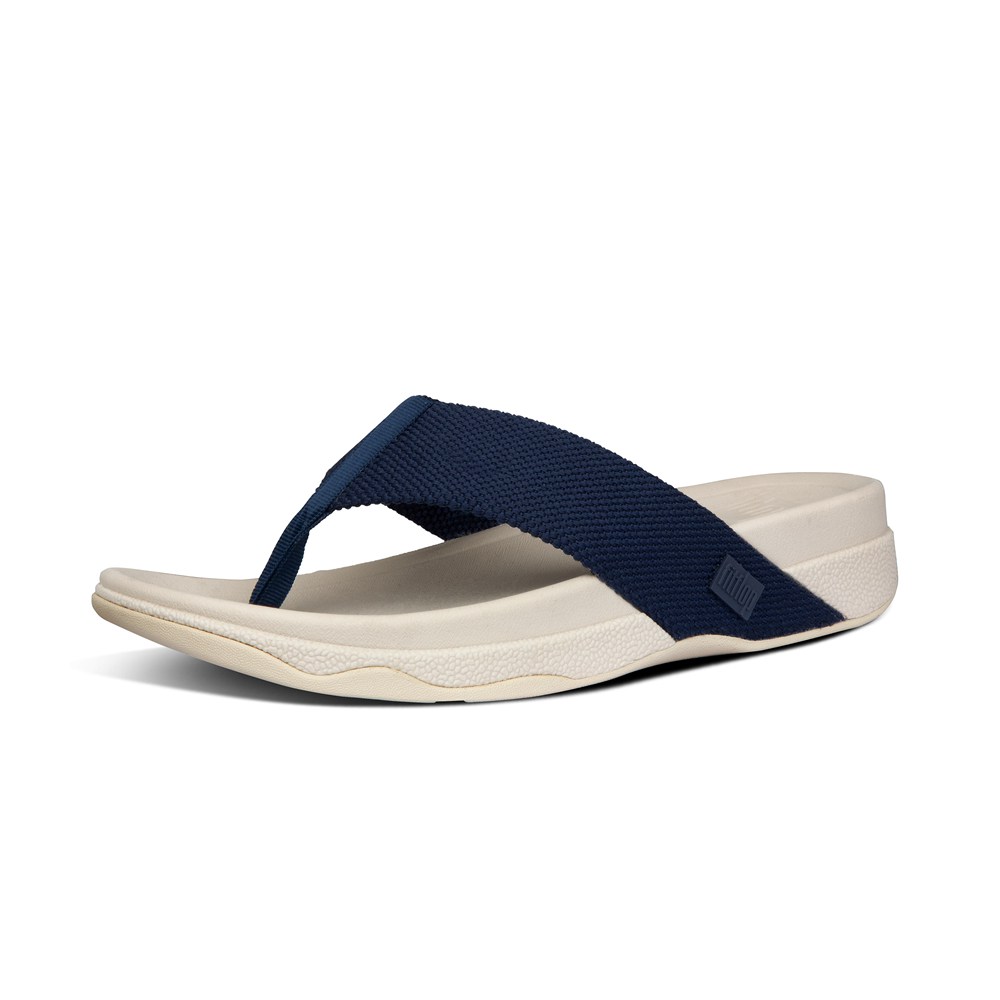 Fitflop Mens Sandals - Surfer Toe-post - Navy/Beige - 095-UPOSWA